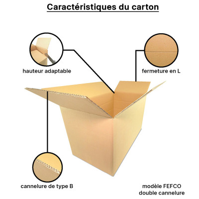 Carton De Stockage Double Cannelure - 800 X 500 X 400 Mm - Lot De 10 - Neuf