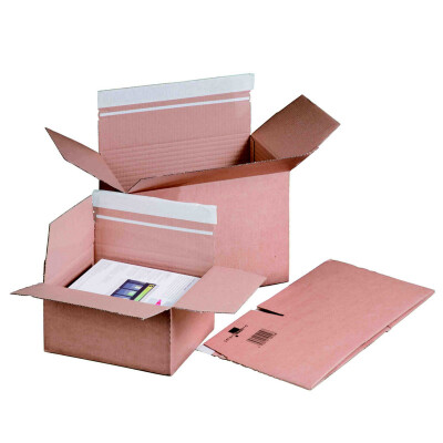 Carton à fond automatique 23 x 16,5 x 5 - 11,5 cm A5 couvercle adhésif & hauteur réglable