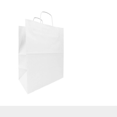 Sac kraft poignées torsadées - 33 x 24 x 11 cm - sac papier, blanc - 8,7 litres