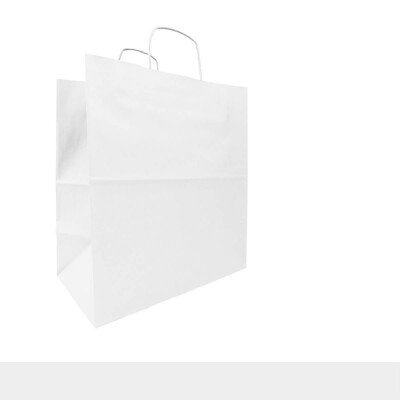 Sac kraft poignées torsadées - 41 x 32 x 12 cm - sac papier, blanc - 15,7 litres