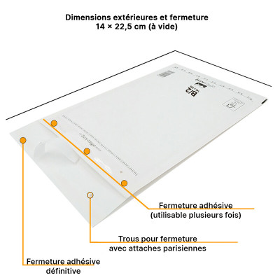 Lot de 400 Enveloppes à bulles PRO BLANCHES F/6 format 210x335 mm Lot de 400 Enveloppes à bulles PRO BLANCHES F/6 format 210x335 mm