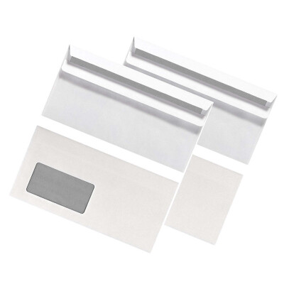 Lot de 100 enveloppes blanches au format DL (11 x 22 cm) avec impression intérieure