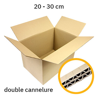 Caisse carton double cannelure | à partir de 20 cm de longueur