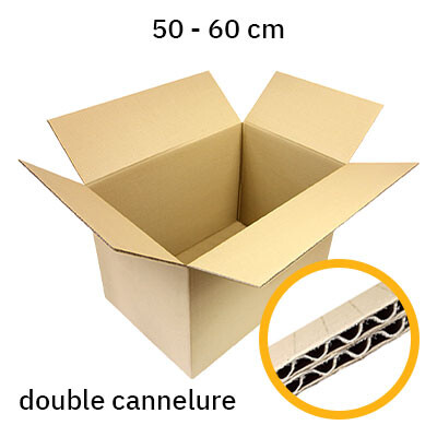 Caisse carton double cannelure | à partir de 50 cm de longueur